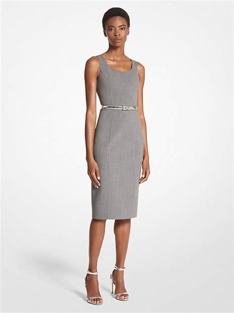 michael kors stretch wool crepe sheath dress grey|Stretch Crepe Sheath Dress .